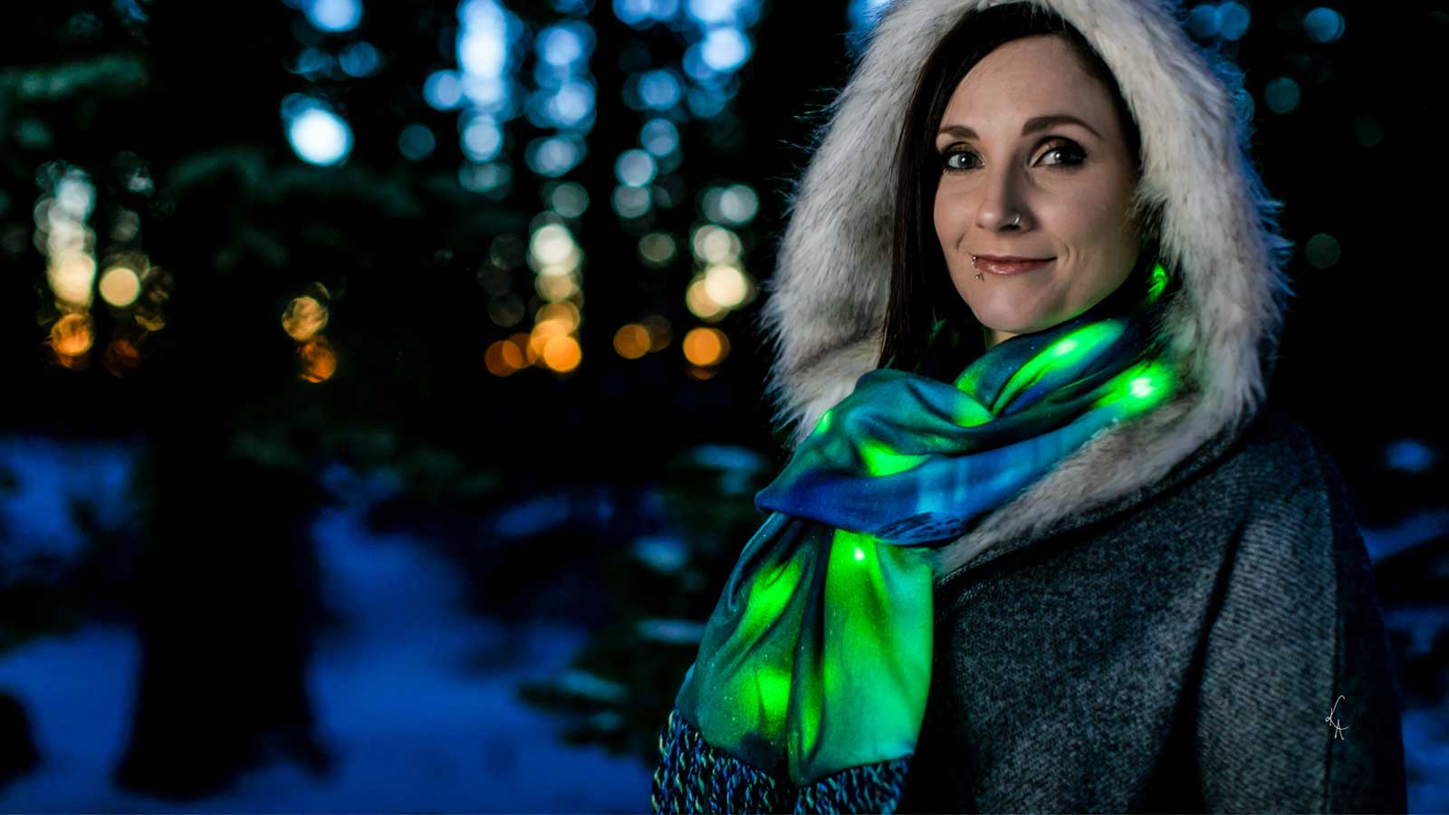 Northern Lights Scarf Photo Shoot at Mount Shasta