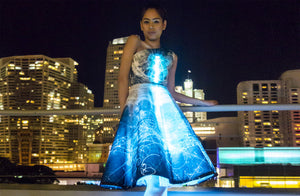 Interactive Particle Physics Dress with LED and IBM BlueMix