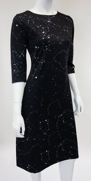 Constellation Print Dress Black Front