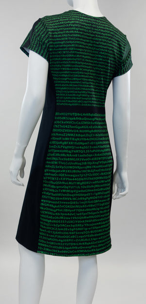 tech stem dress back encryption print