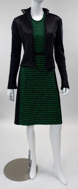cyberpunk encryption dress front with biker jacket