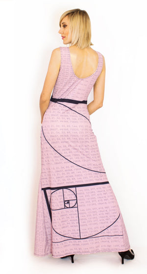 Fibonacci Maxi Gala Gown Pink back