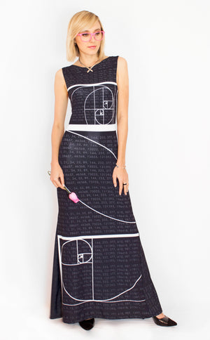 Fibonacci Maxi Gala Gown Black Front