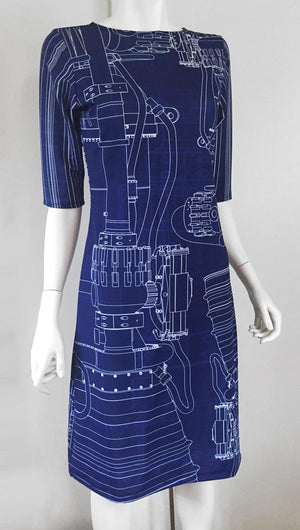 Rocket Engineer Blueprint dress front