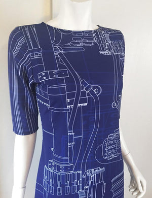 Blue Blueprint Engineering Rocket Dress